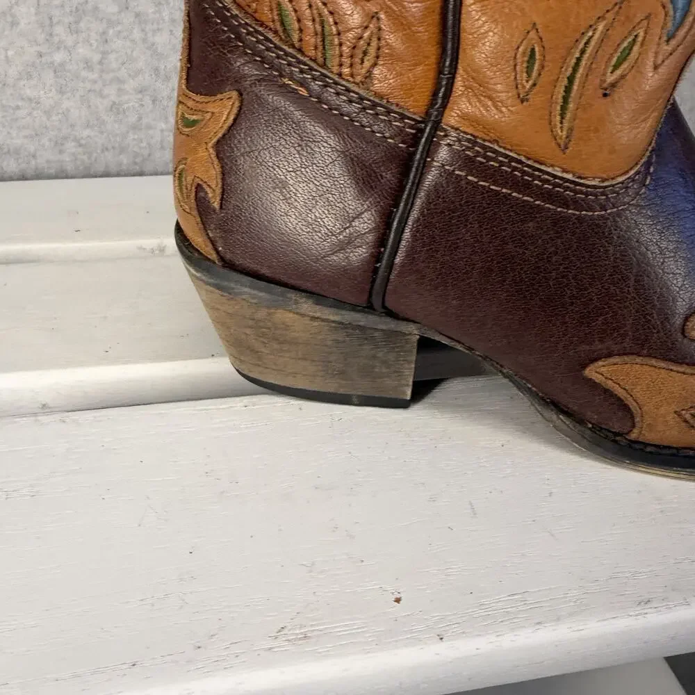 Dan Post Western Cowboy Boots Girls 2 Bluebird Embroidered Pointed Toe